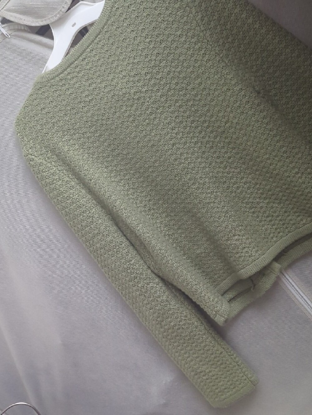 Abercrombie And Fitch Textured Crew Cardigan Sweater Jacket In Sage - Picture 5 of 5